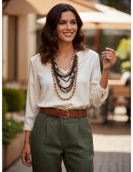 COLLARES LARGOS MARRONES Y DORADOS ESTILO AFRICANO | MODA MUJER