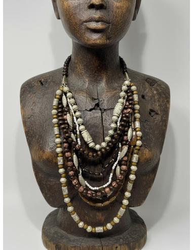 COLLARES LARGOS MARRONES Y DORADOS ESTILO AFRICANO | MODA MUJER