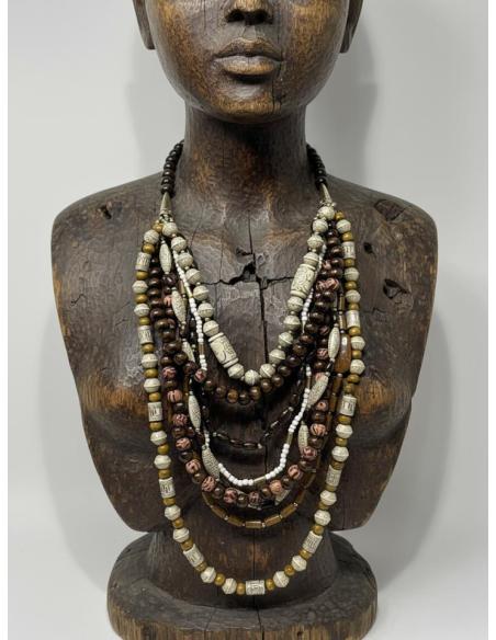 COLLARES LARGOS MARRONES Y DORADOS ESTILO AFRICANO | MODA MUJER