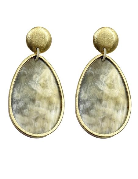 PENDIENTES LARGOS MUJER LAGRIMA ASTA BEIGE | JOYAS AFRICA CUERNO