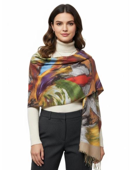 PAÑUELOS CALIDOS VERDES Y MOSTAZAS REVERSIBLES | CHALES INVIERNO