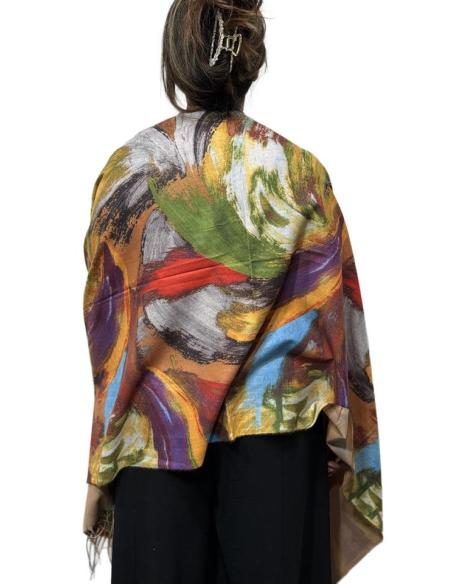 PAÑUELOS CALIDOS VERDES Y MOSTAZAS REVERSIBLES | CHALES INVIERNO