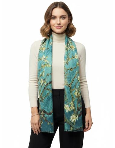 PAÑUELOS CALIDOS VERDES DE MUJER CON ALMENDROS | MODA INVIERNO