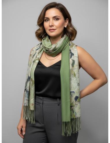 PAÑUELOS CALIDOS VERDES OLIVA LISO Y ESTAMPADO | MODA INVIERNO
