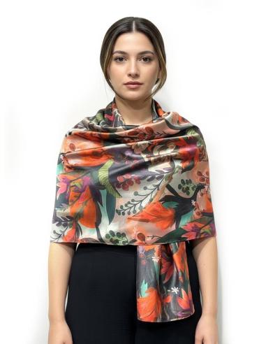 PAÑUELOS ROSAS ROJOS Y VERDES ESTAMPADO SEDOSO | FULARES MUJER