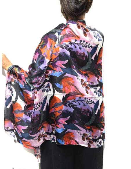 PAÑUELOS MORADOS LILAS Y AZULES ESTAMPADO SEDOSO | FULARES MUJER