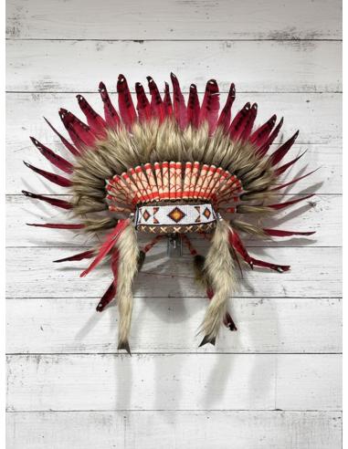 DECORACION Y REGALOS ORIGINALES, PENACHOS ROJOS DE LOS INDIOS AMERICANOS MEDIDA PEQUEÑA
