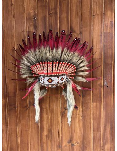 DECORACION Y REGALOS ORIGINALES, PENACHOS ROJOS DE LOS INDIOS AMERICANOS MEDIDA PEQUEÑA