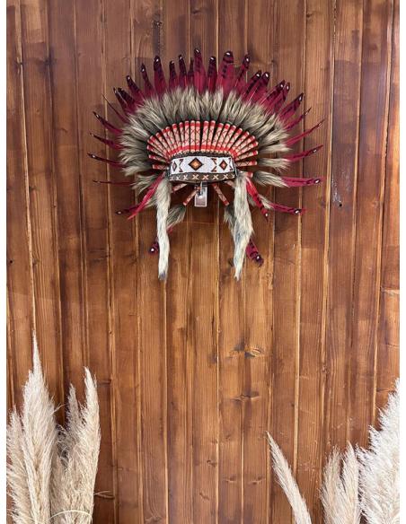 DECORACION Y REGALOS ORIGINALES, PENACHOS ROJOS DE LOS INDIOS AMERICANOS MEDIDA PEQUEÑA