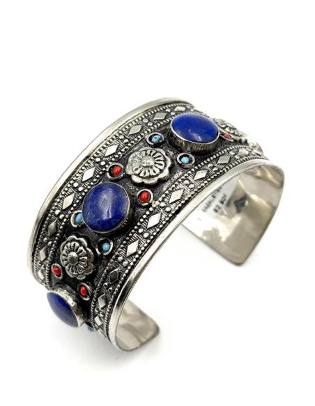 BRAZALETES PLATA INDIA Y PIEDRA AZUL LAPISLAZULI | PULSERAS MUJER