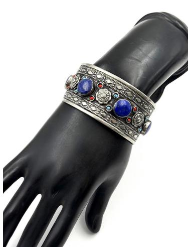 BRAZALETES PLATA INDIA Y PIEDRA AZUL LAPISLAZULI | PULSERAS MUJER
