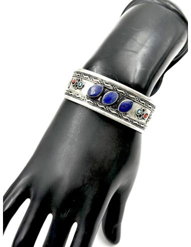 PULSERAS PLATA INDIA Y PIEDRA AZUL ESTILO BOHO | BRAZALETES MUJER