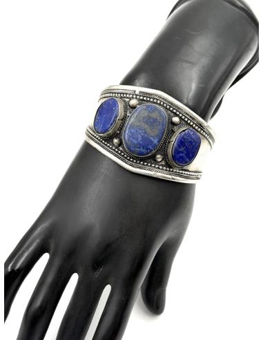 BRAZALETES PLATA INDIA Y PIEDRA AZUL LAPISLAZULI | PULSERAS MUJER