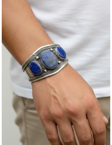 BRAZALETES PLATA INDIA Y PIEDRA AZUL...