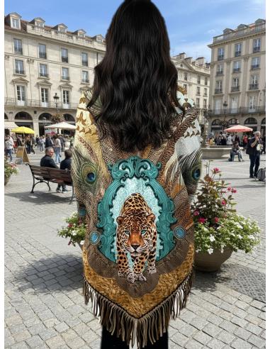 CHALES INVIERNO MARRONES CON LEOPARDO...