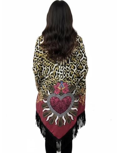CHALES GRANATES DE INVIERNO ANIMAL PRINT Y CORAZON | PONCHOS MUJER