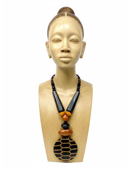 COLLARES LARGOS NARANJAS Y NEGROS ESTILO TRIBAL | ANIMAL PRINT