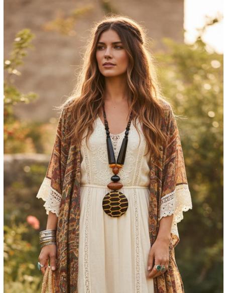 COLLARES LARGOS NARANJAS Y NEGROS ESTILO TRIBAL | ANIMAL PRINT