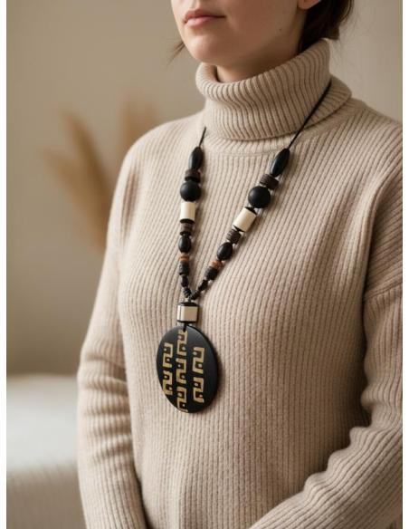 COLLARES ASTA AFRICANOS ETNICOS NEGROS Y BLANCOS | MODA MUJER