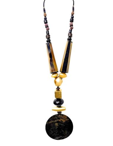 COLLARES ARTESANALES NEGROS Y DORADOS DE CUERNO | MODA MUJER