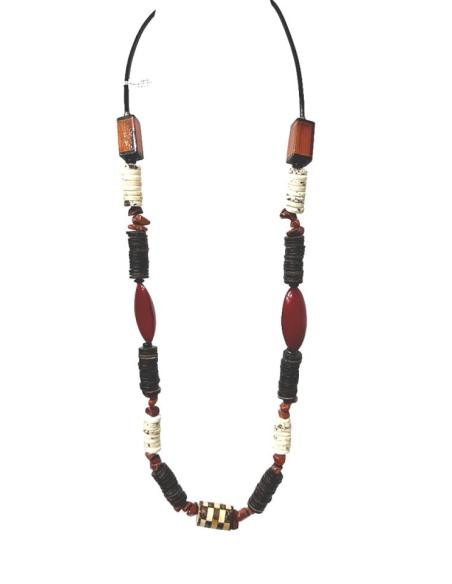 COLLARES AFRICANOS LARGOS MARRONES BLANCOS Y ROJOS | MODA MUJER