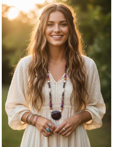 COLLARES BOHO COLORIDO DE LAVA VOLCANICA Y ASTA | LARGOS MUJER
