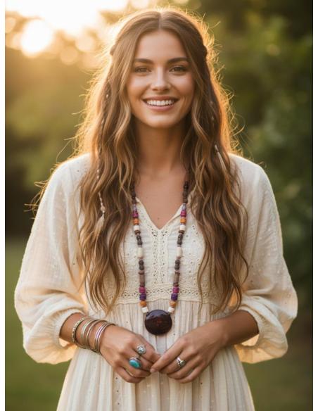 COLLARES BOHO COLORIDO DE LAVA VOLCANICA Y ASTA | LARGOS MUJER