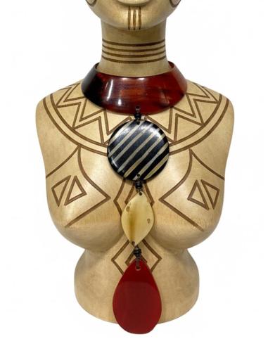 COLLARES LARGOS DE ASTA ROJOS NEGROS Y NATURAL| JOYA TRIBAL AFRICA