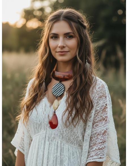 COLLARES LARGOS DE ASTA ROJOS NEGROS Y NATURAL| JOYA TRIBAL AFRICA