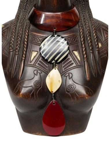 COLLARES LARGOS DE ASTA ROJOS NEGROS Y NATURAL| JOYA TRIBAL AFRICA