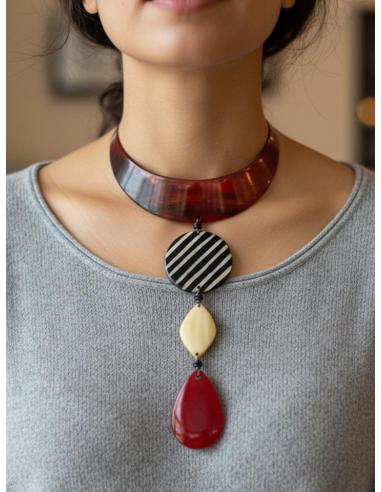 COLLARES LARGOS DE ASTA ROJOS NEGROS Y NATURAL| JOYA TRIBAL AFRICA