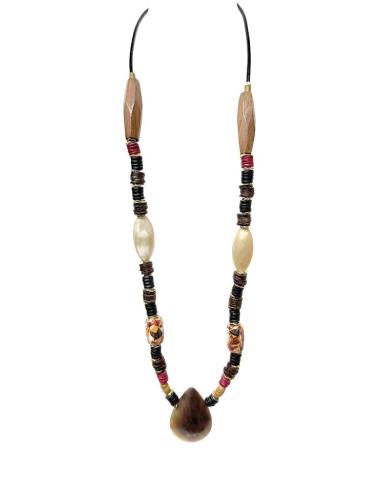 COLLARES ETNICOS LARGOS DE ASTA MADERA Y COCO | MARRONES