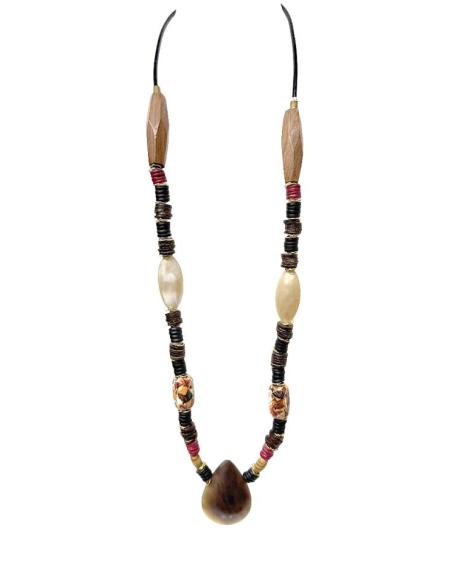 COLLARES ETNICOS LARGOS DE ASTA MADERA Y COCO | MARRONES