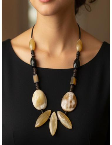 COLLARES ETNICOS LARGOS DE ASTA NEGROS Y BEIGE | MUJER MODA TRIBAL