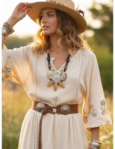 COLLARES ETNICOS LARGOS DE ASTA NEGROS Y BEIGE | MUJER MODA TRIBAL