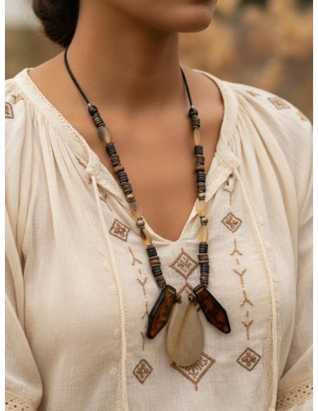 COLLARES MUJER AFRICANOS NEGROS Y MARRONES | MODA TRIBAL ETNICA