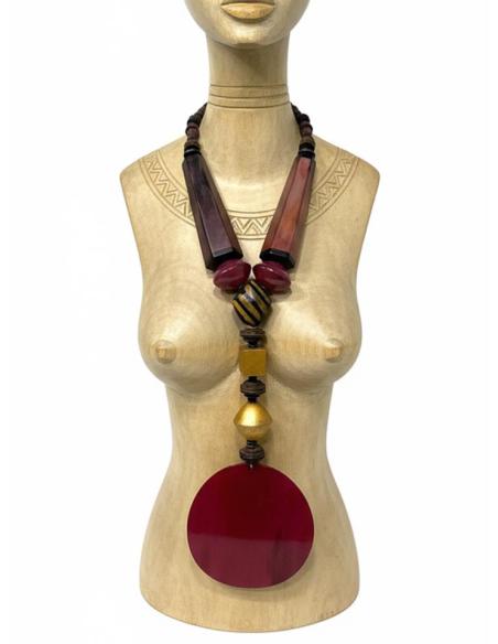 COLLARES MUJER DE ASTA FUCSIAS ESTILO TRIBAL LARGO | MODA ETNICA