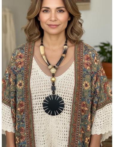 COLLARES ETNICOS DE CUERNO BUFALO NEGROS Y BEIGE | MODA MUJER
