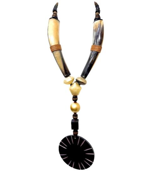 COLLARES ETNICOS DE CUERNO BUFALO NEGROS Y BEIGE | MODA MUJER