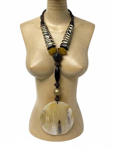 COLLARES ASTA AFRICANOS BEIGE NEGROS Y MOSTAZAS | ANIMAL PRINT