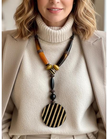 COLLARES MUJER NARANJAS DE CUERNO DE BUFALO | ESTILO TRIBAL ETNICO