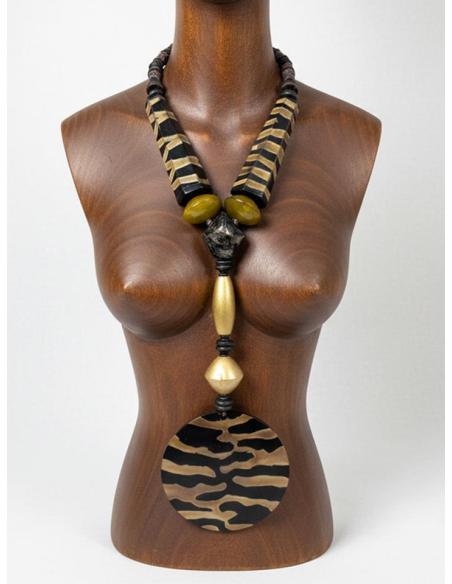 COLLARES LARGOS ARTESANALES EN ANIMAL PRINT | MODA TRIBAL MUJER