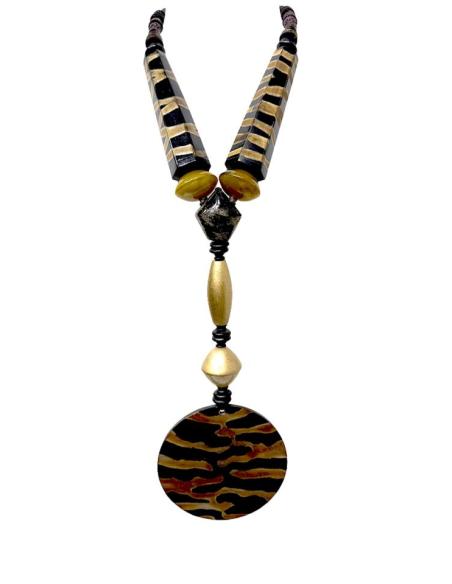 COLLARES LARGOS ARTESANALES EN ANIMAL PRINT | MODA TRIBAL MUJER