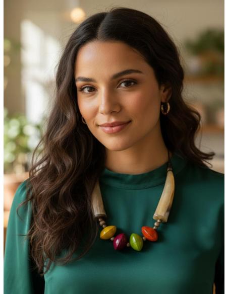 COLLARES AFRICANOS CORTOS COLORIDOS DE CUERNO | MODA MUJER