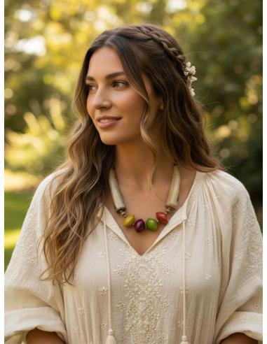 COLLARES AFRICANOS CORTOS COLORIDOS DE CUERNO | MODA MUJER