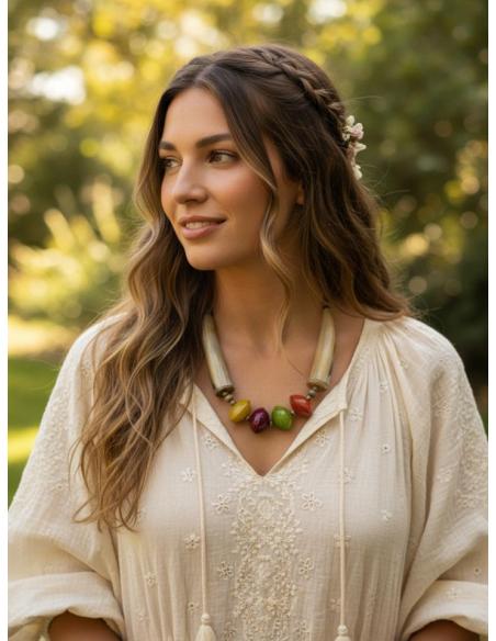 COLLARES AFRICANOS CORTOS COLORIDOS DE CUERNO | MODA MUJER