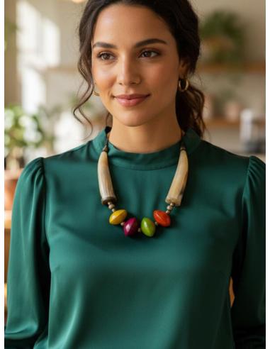 COLLARES AFRICANOS CORTOS COLORIDOS DE CUERNO | MODA MUJER