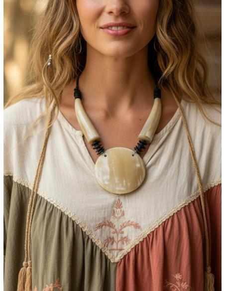 COLLARES MUJER MARRONES TOFFEE Y NEGROS DE CUERNO | MODA ETNICA