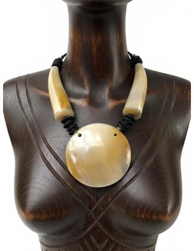 COLLARES MUJER MARRONES TOFFEE Y NEGROS DE CUERNO | MODA ETNICA