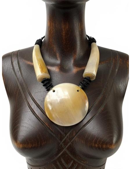 COLLARES MUJER MARRONES TOFFEE Y NEGROS DE CUERNO | MODA ETNICA